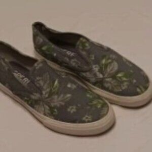 Share Top - Sider for J. Crew Slip On Mens 6M Boat Or Skate Green Floral Shoes
